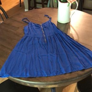 Women’s Blue Divided Zipper Front Dress